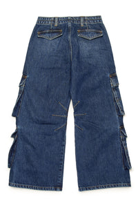 Straight-leg washed denim trousers - Denim