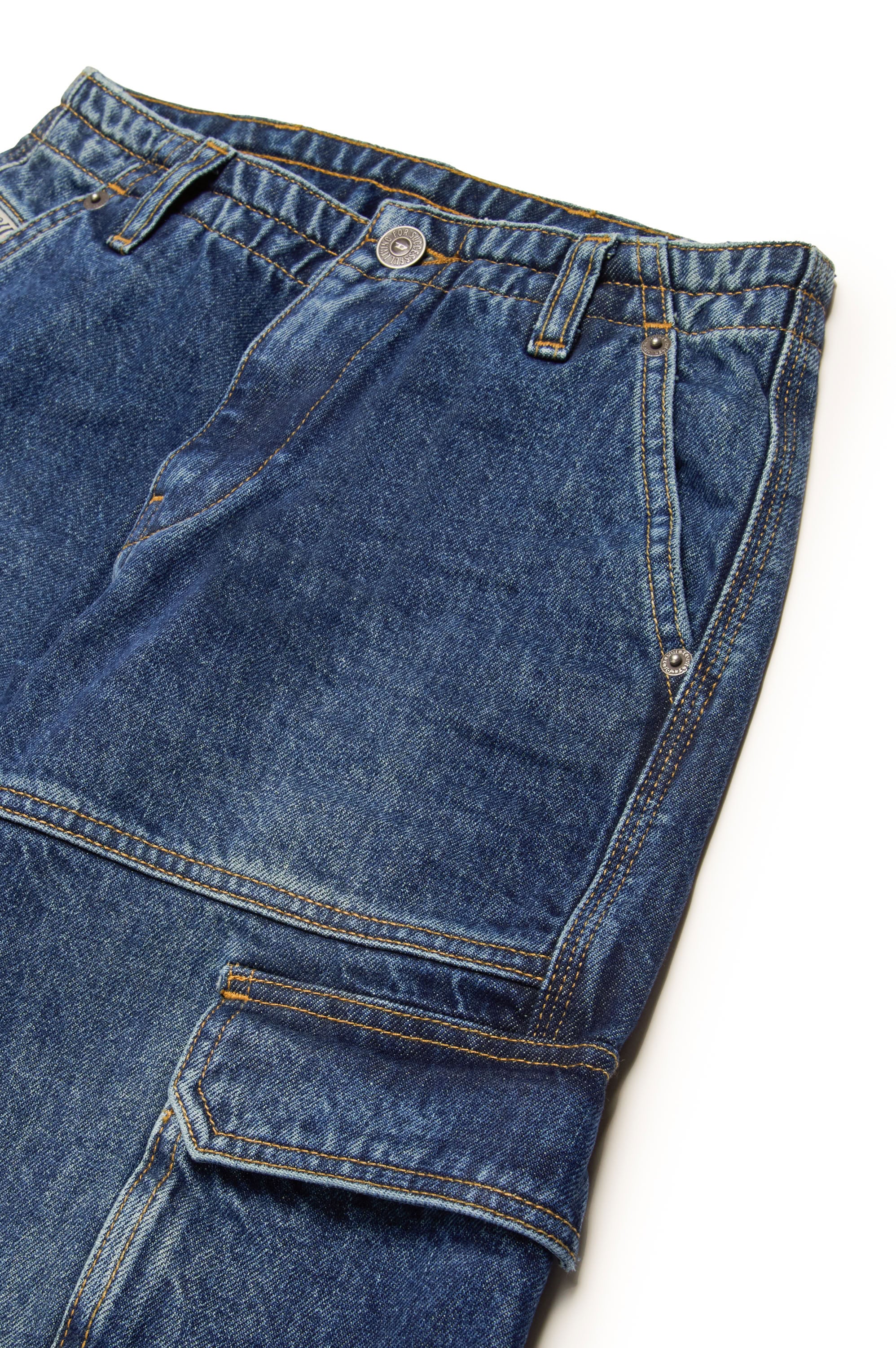 Straight-leg washed denim trousers - Denim