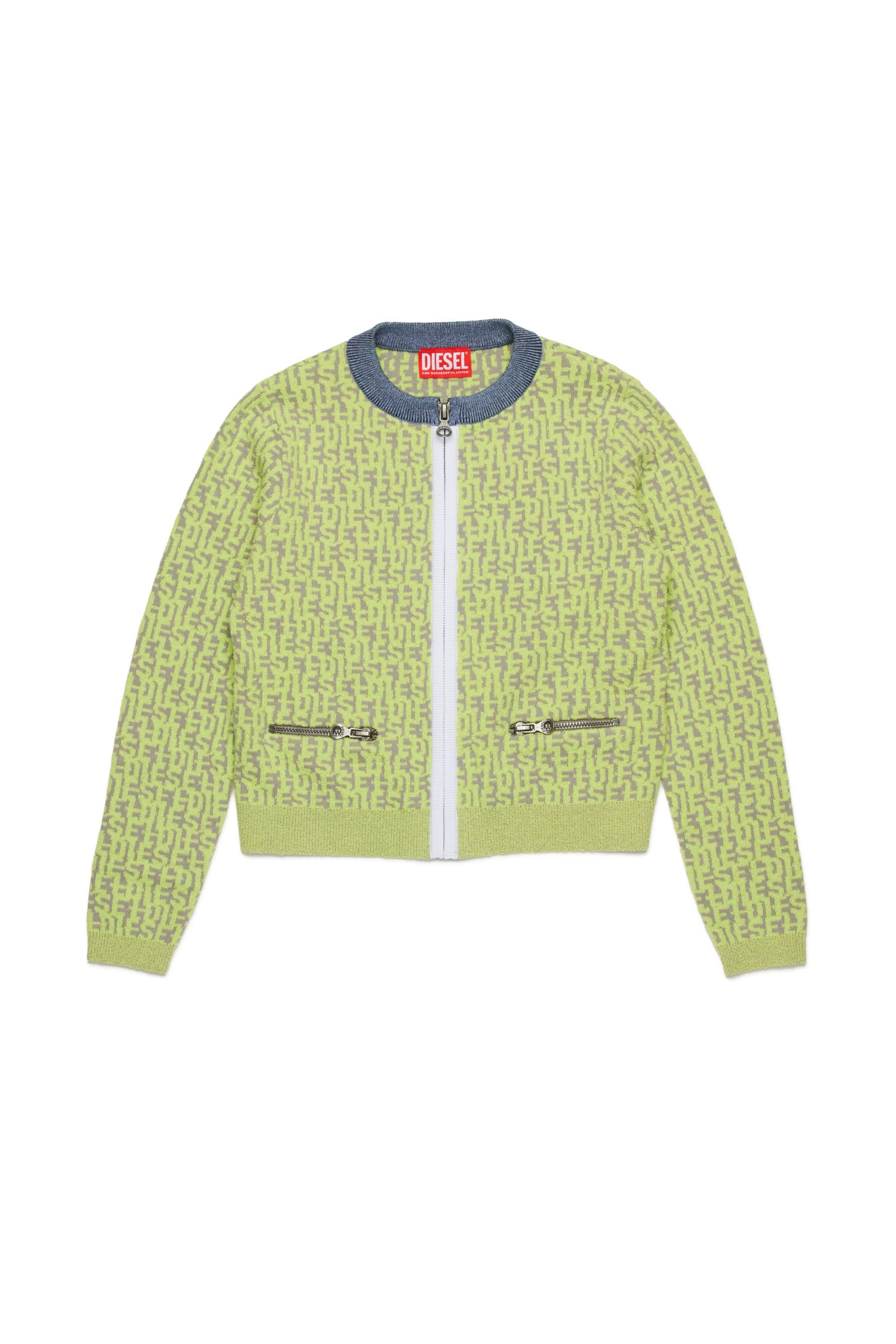 Jacquard-print knitted cardigan - Super Bright Yellow
