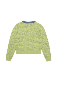 Jacquard-print knitted cardigan - Super Bright Yellow