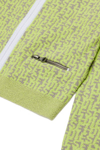 Jacquard-print knitted cardigan - Super Bright Yellow