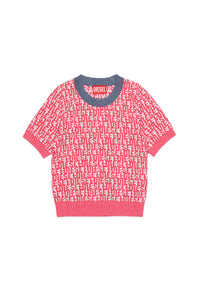 Pull à manches courte à imprimé jacquard en maille - Pink Doll