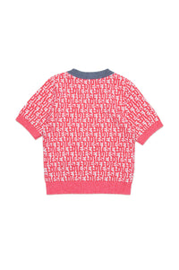 Pull à manches courte à imprimé jacquard en maille - Pink Doll