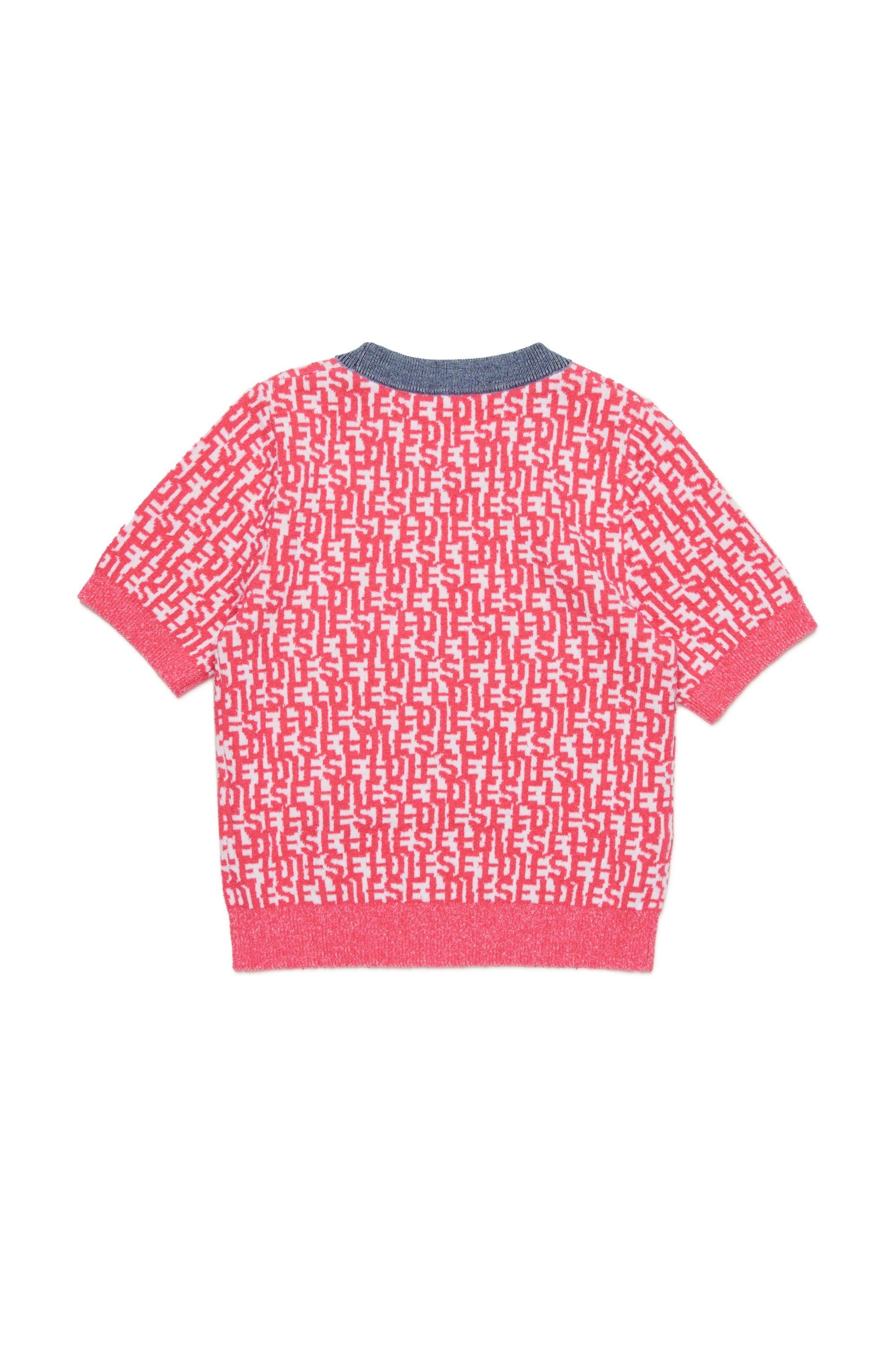 Pull à manches courte à imprimé jacquard en maille - Pink Doll