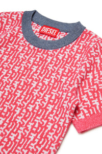 Pull à manches courte à imprimé jacquard en maille - Pink Doll
