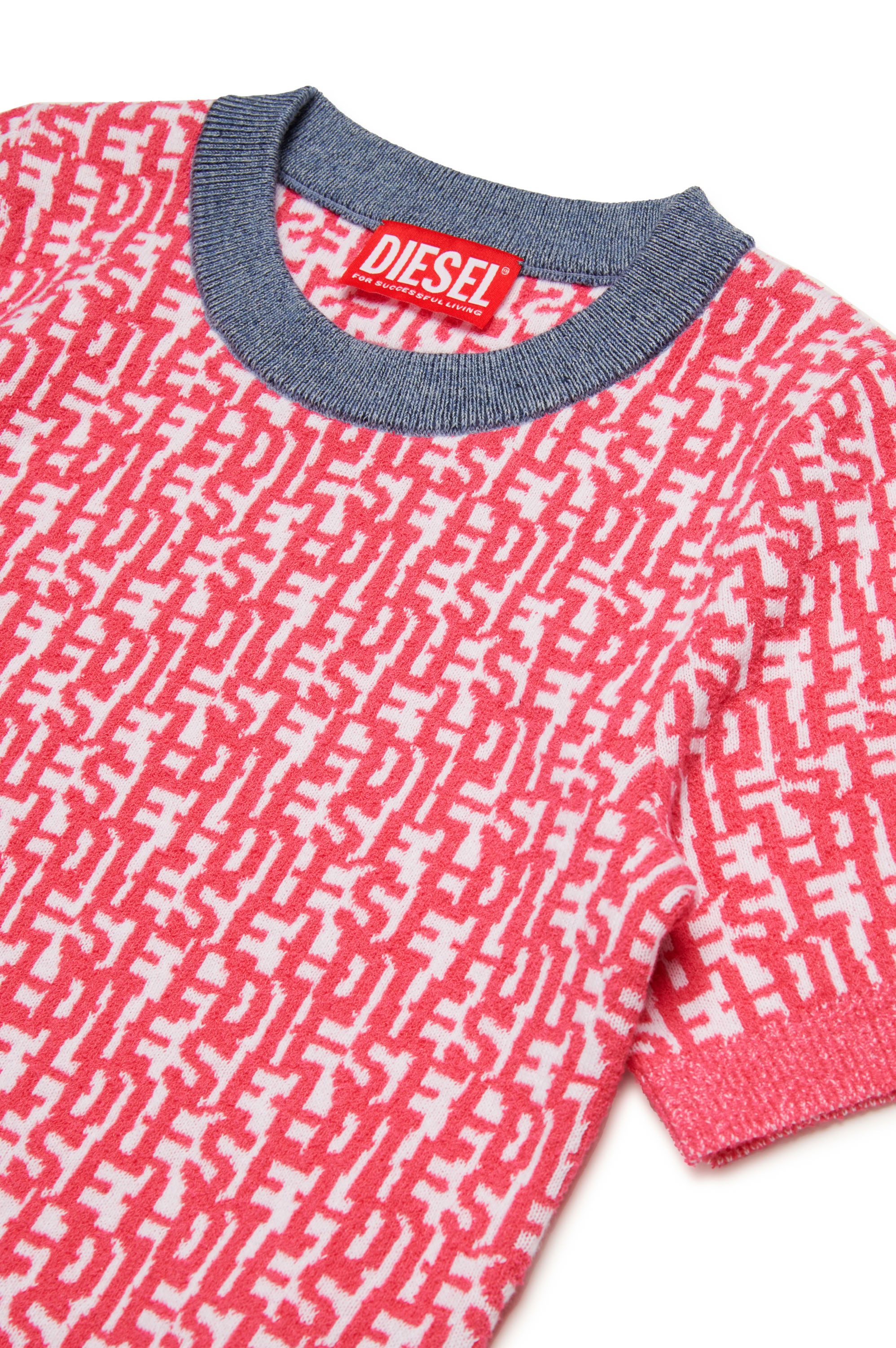 Pull à manches courte à imprimé jacquard en maille - Pink Doll