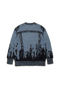 Wool blend jacquard print jumper - New Bluette