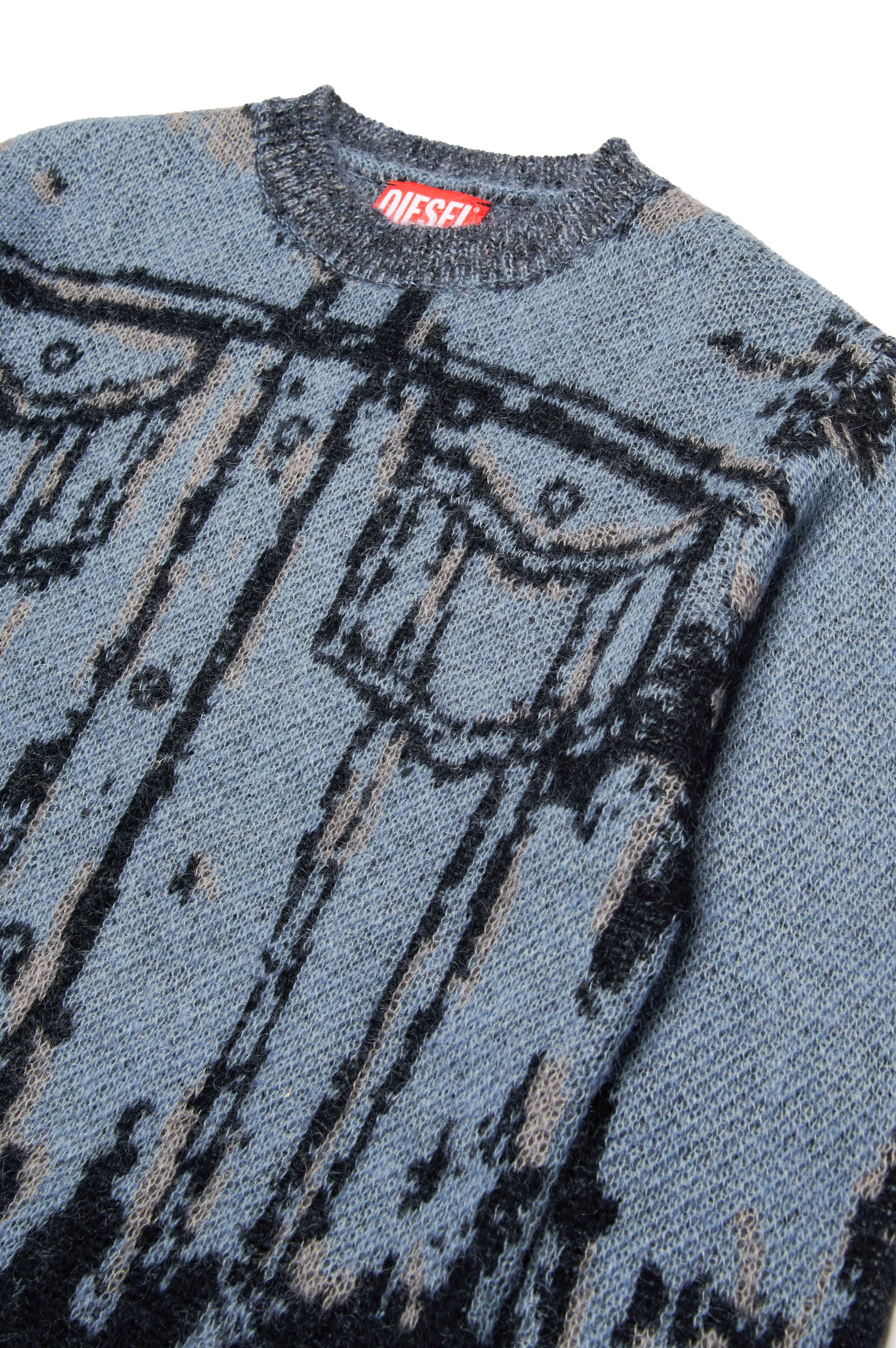 Wool blend jacquard print jumper - New Bluette