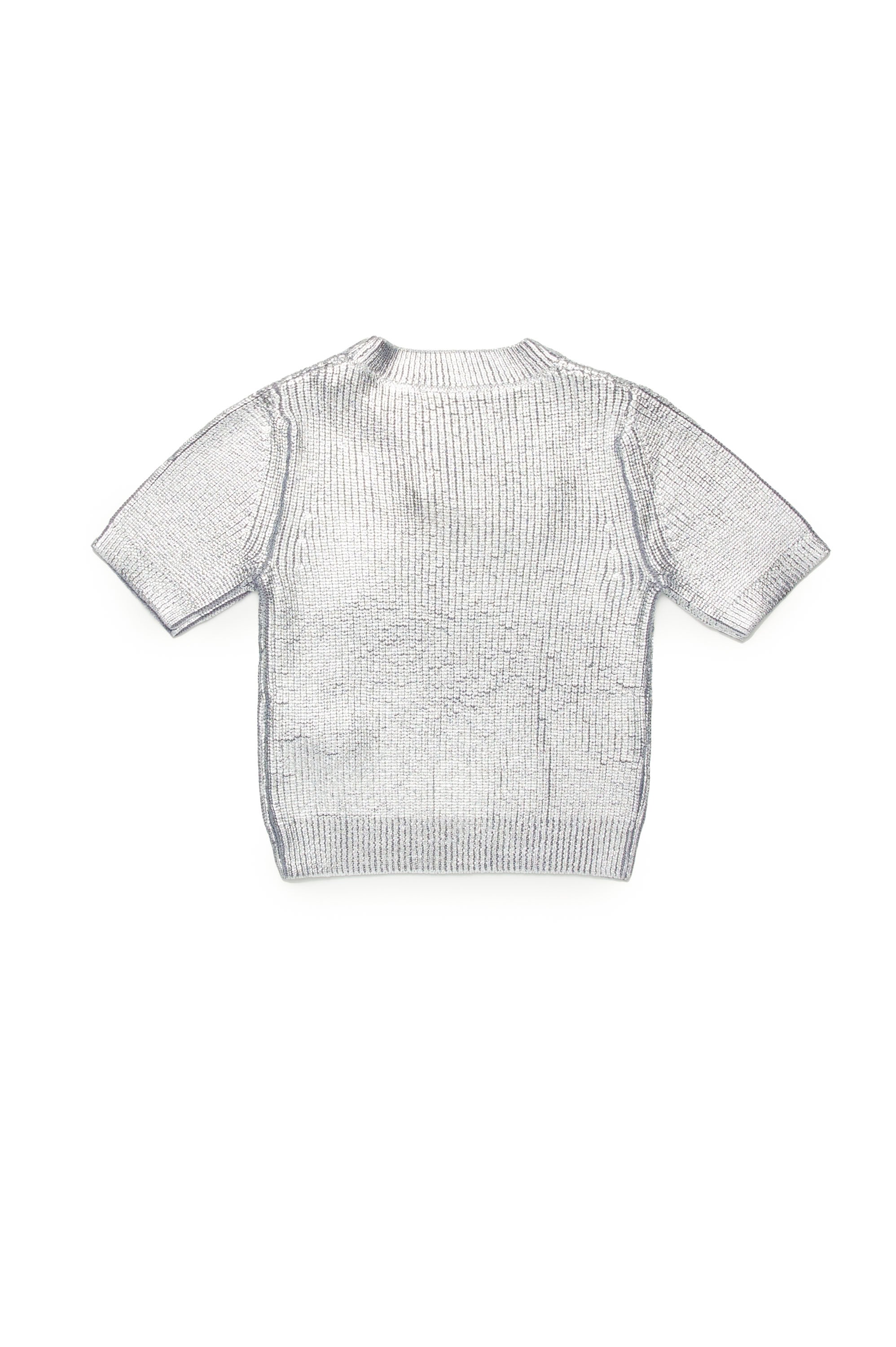 Iridescent short-sleeved wool jumper - Grey Silver