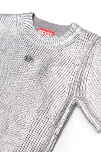 Iridescent short-sleeved wool jumper - Grey Silver