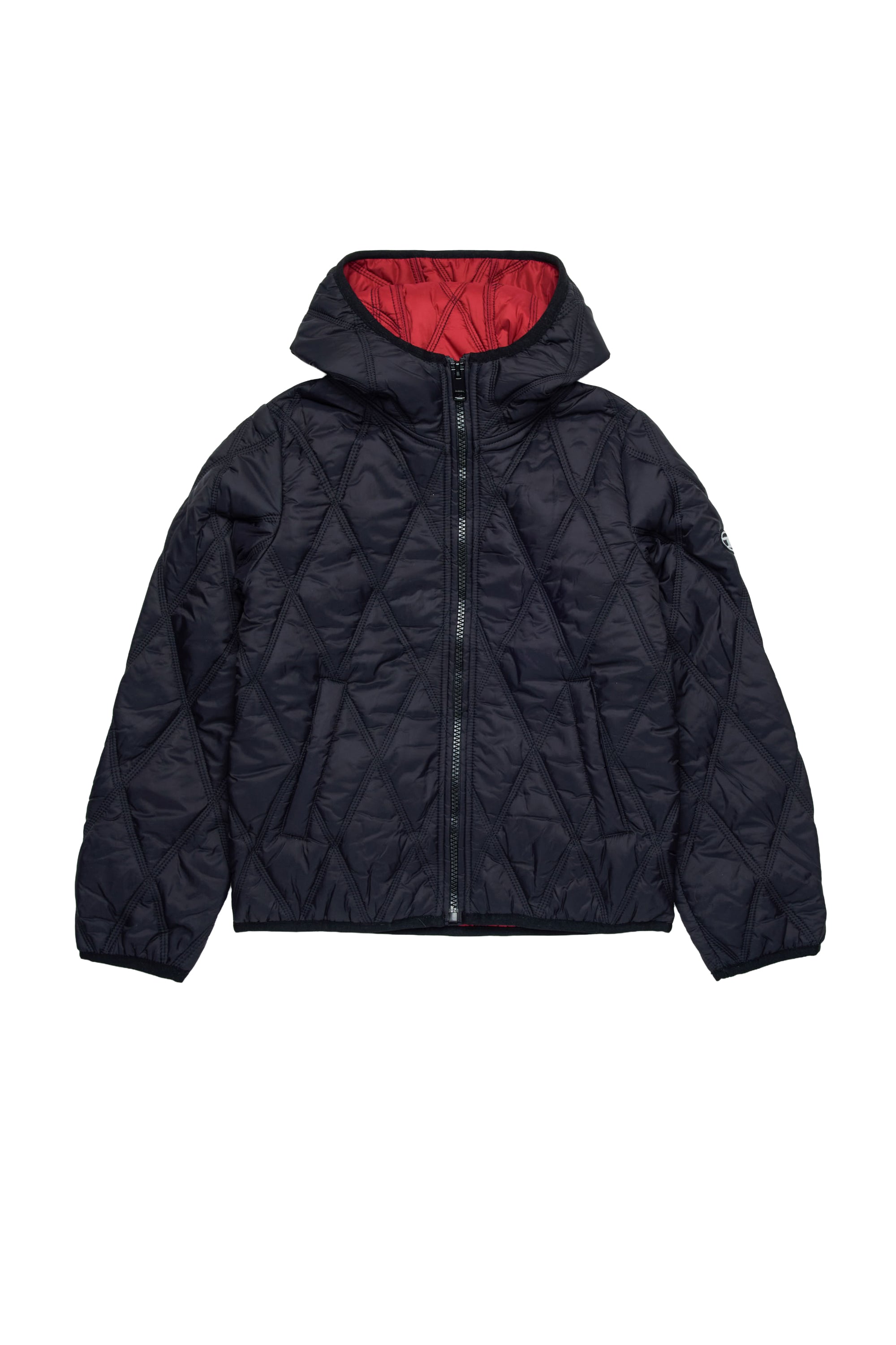 Quilted hooded down jacket - Nero