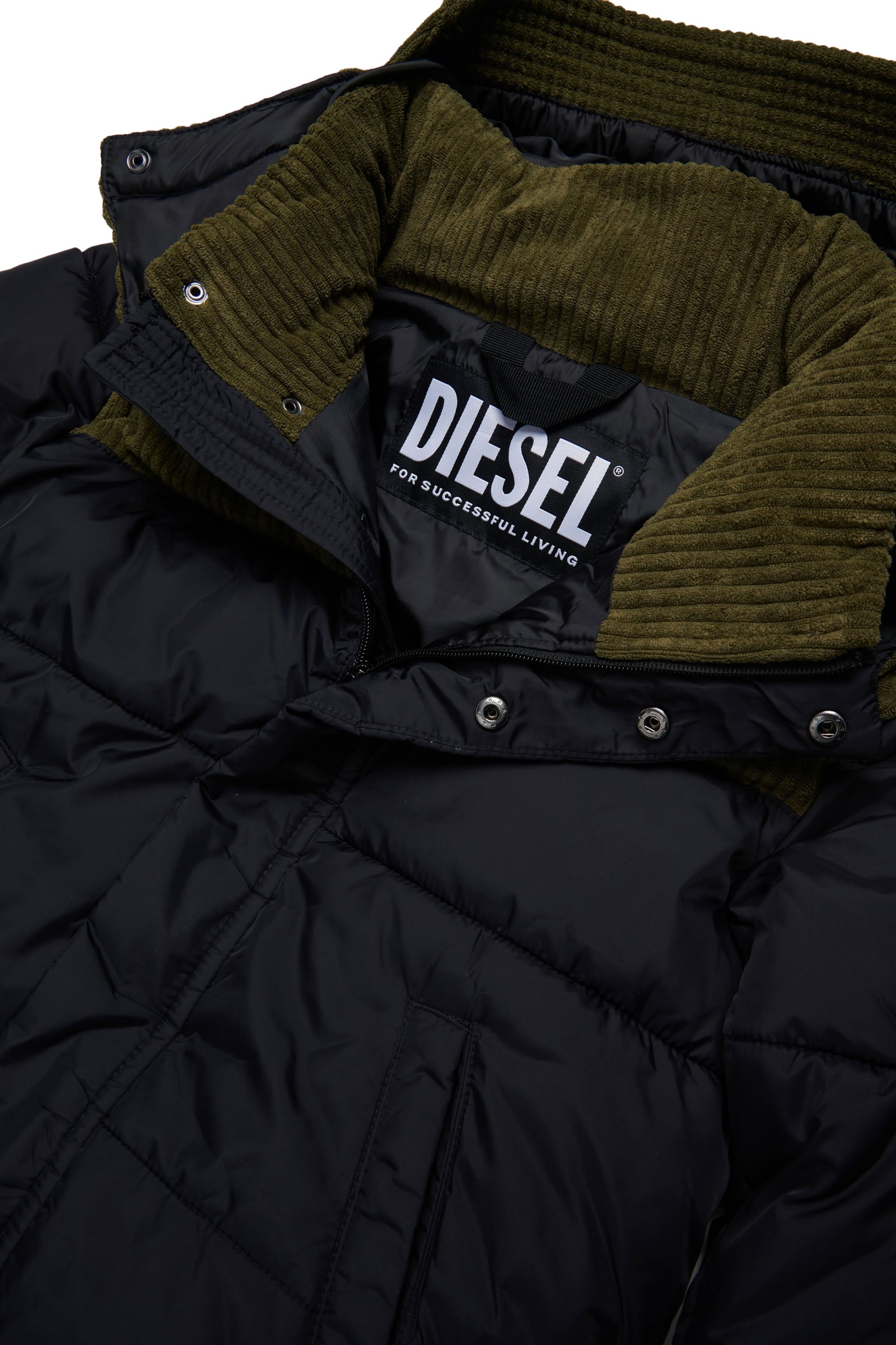 Quilted hooded jacket - Olive Night
