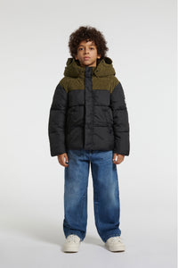 Quilted hooded jacket - Olive Night