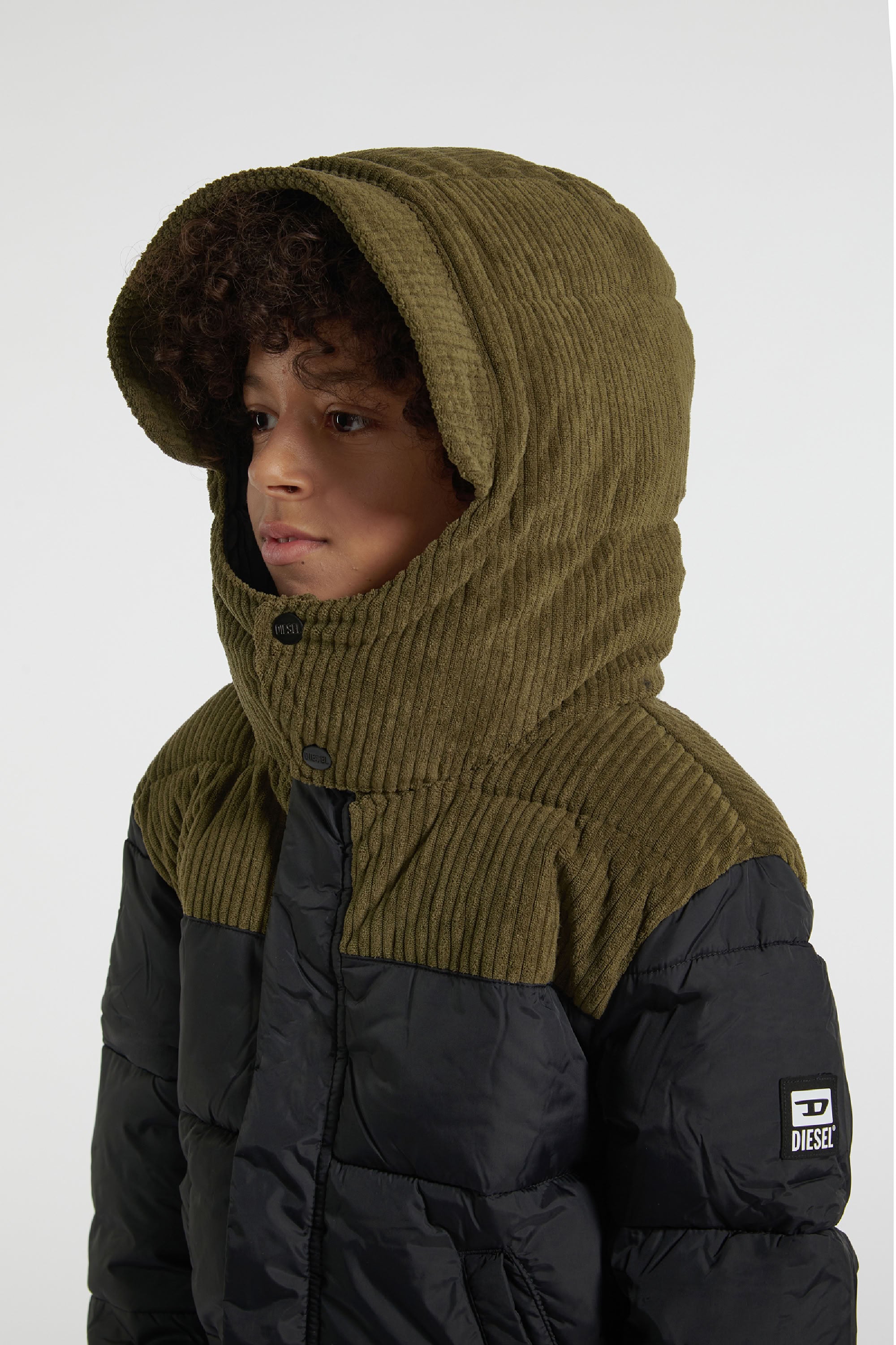 Quilted hooded jacket - Olive Night