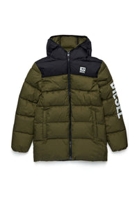 Quilted hooded jacket - Olive Night