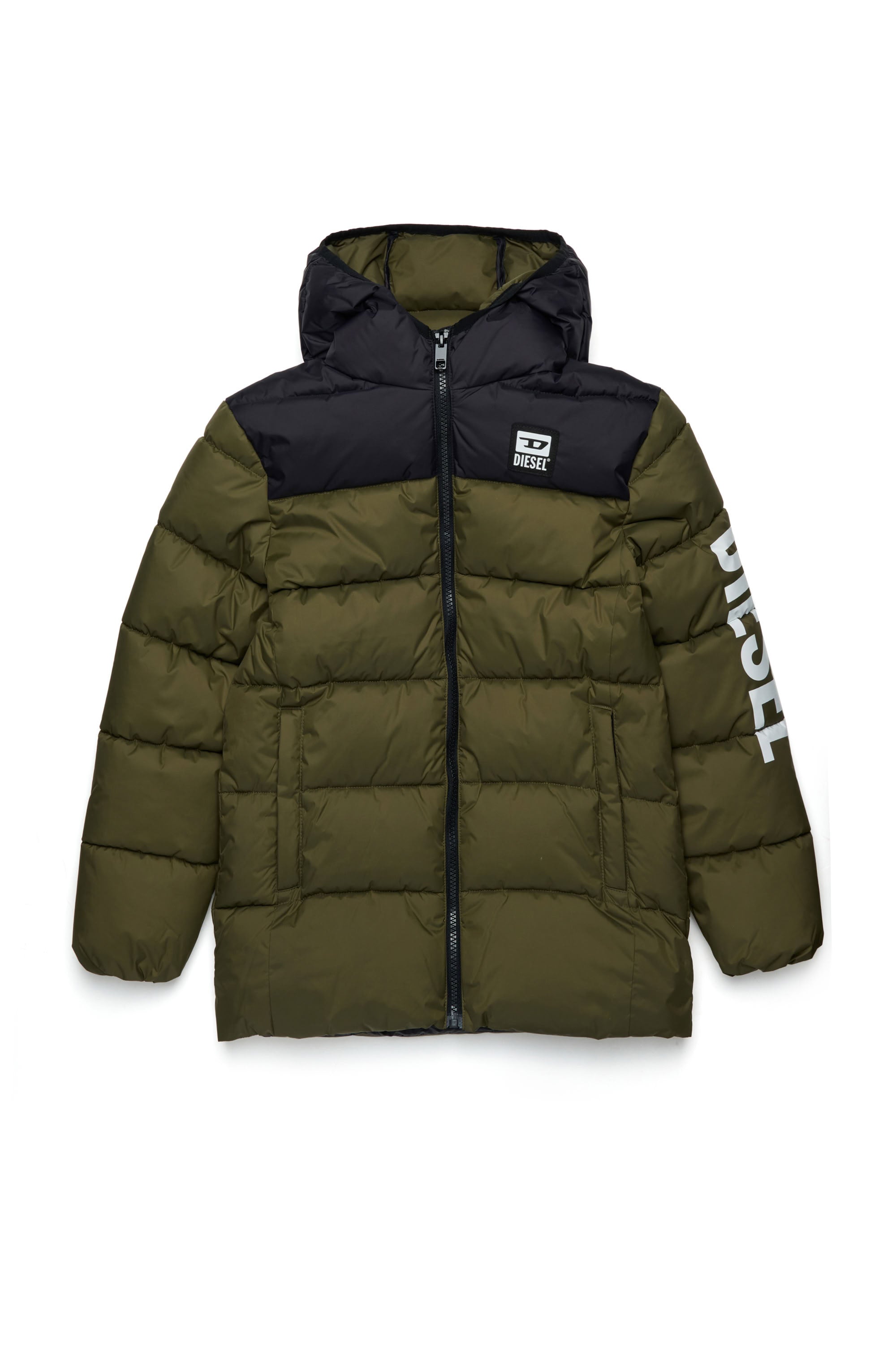Quilted hooded jacket - Olive Night