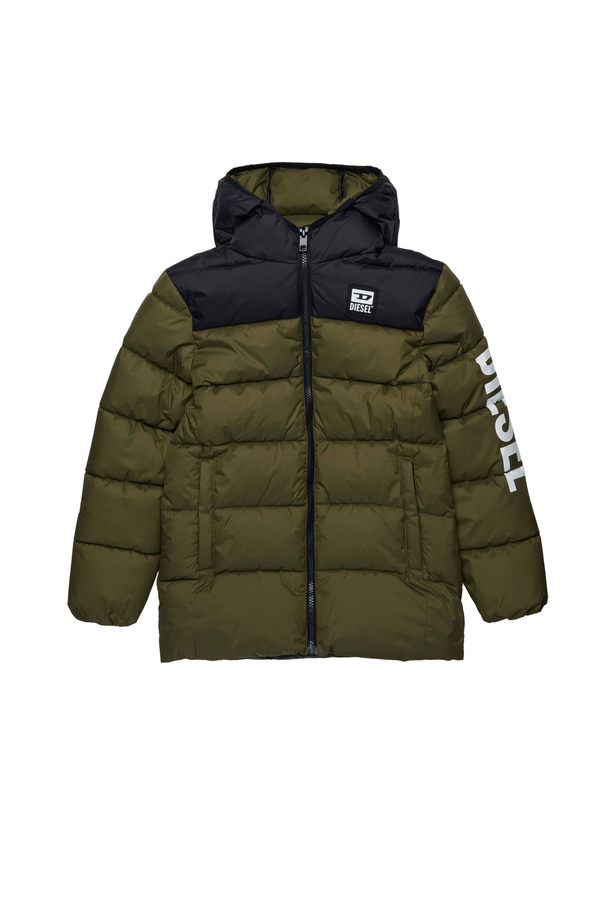 Quilted hooded jacket - Olive Night