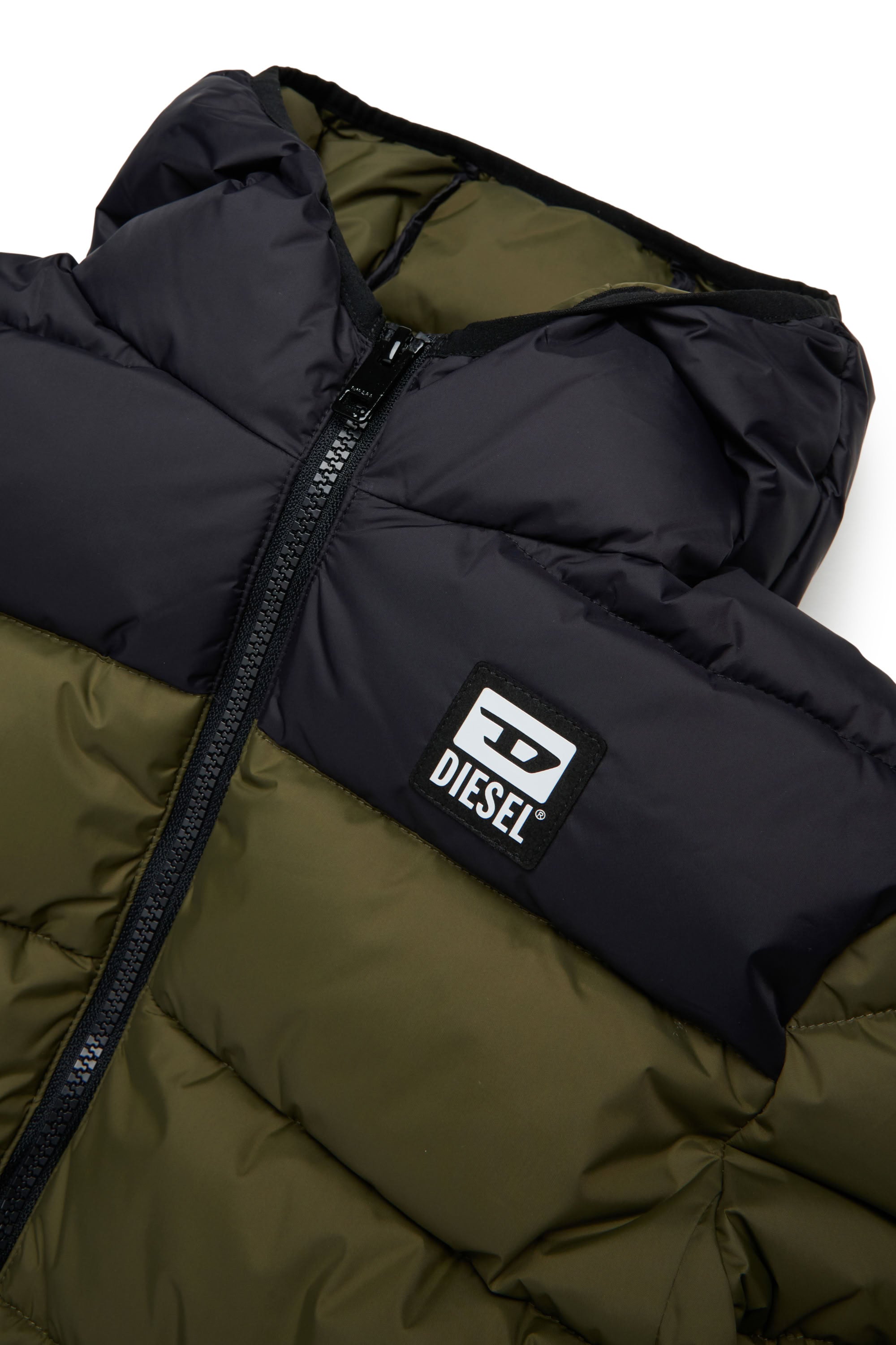 Quilted hooded jacket - Olive Night