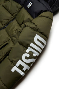 Quilted hooded jacket - Olive Night