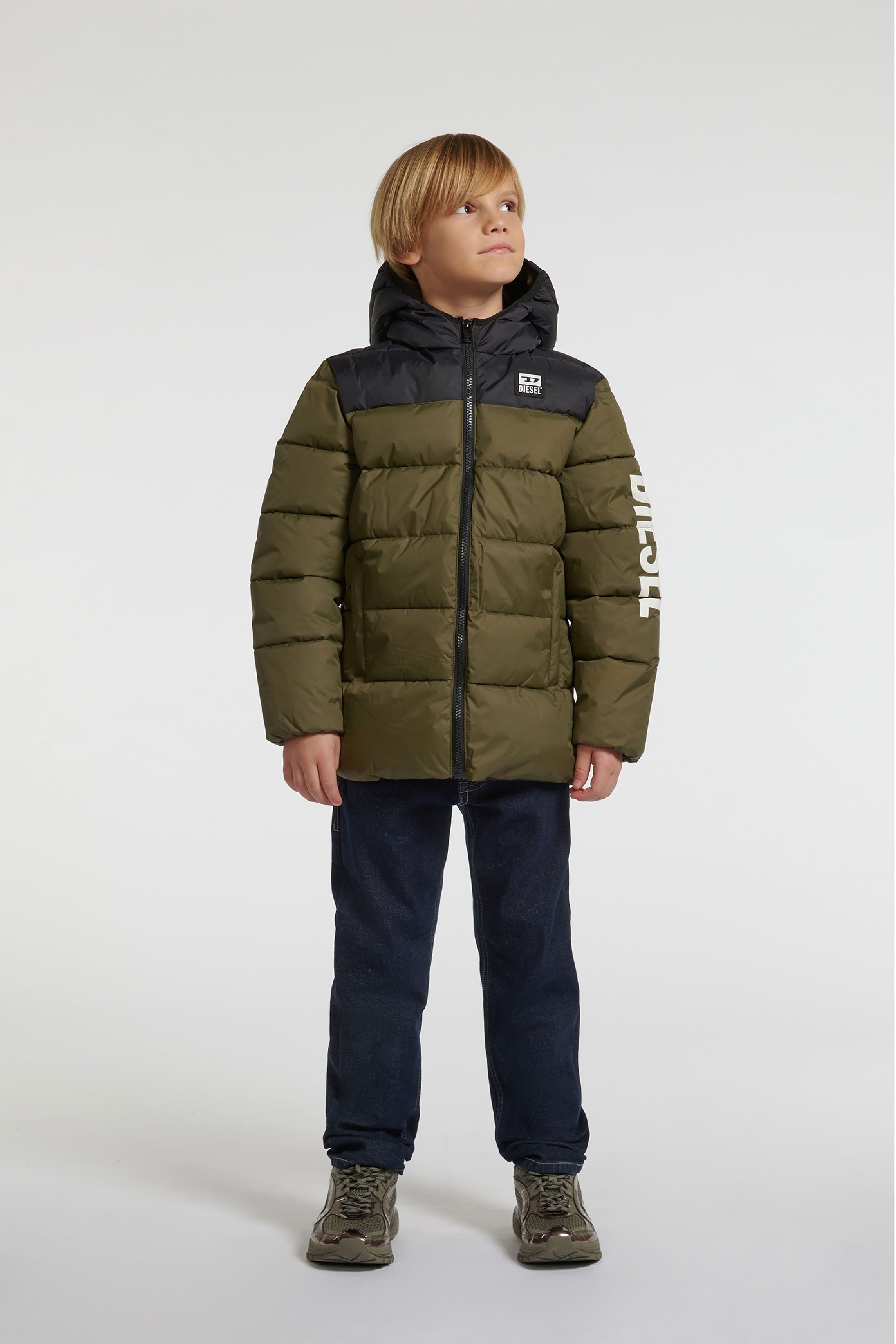 Quilted hooded jacket - Olive Night