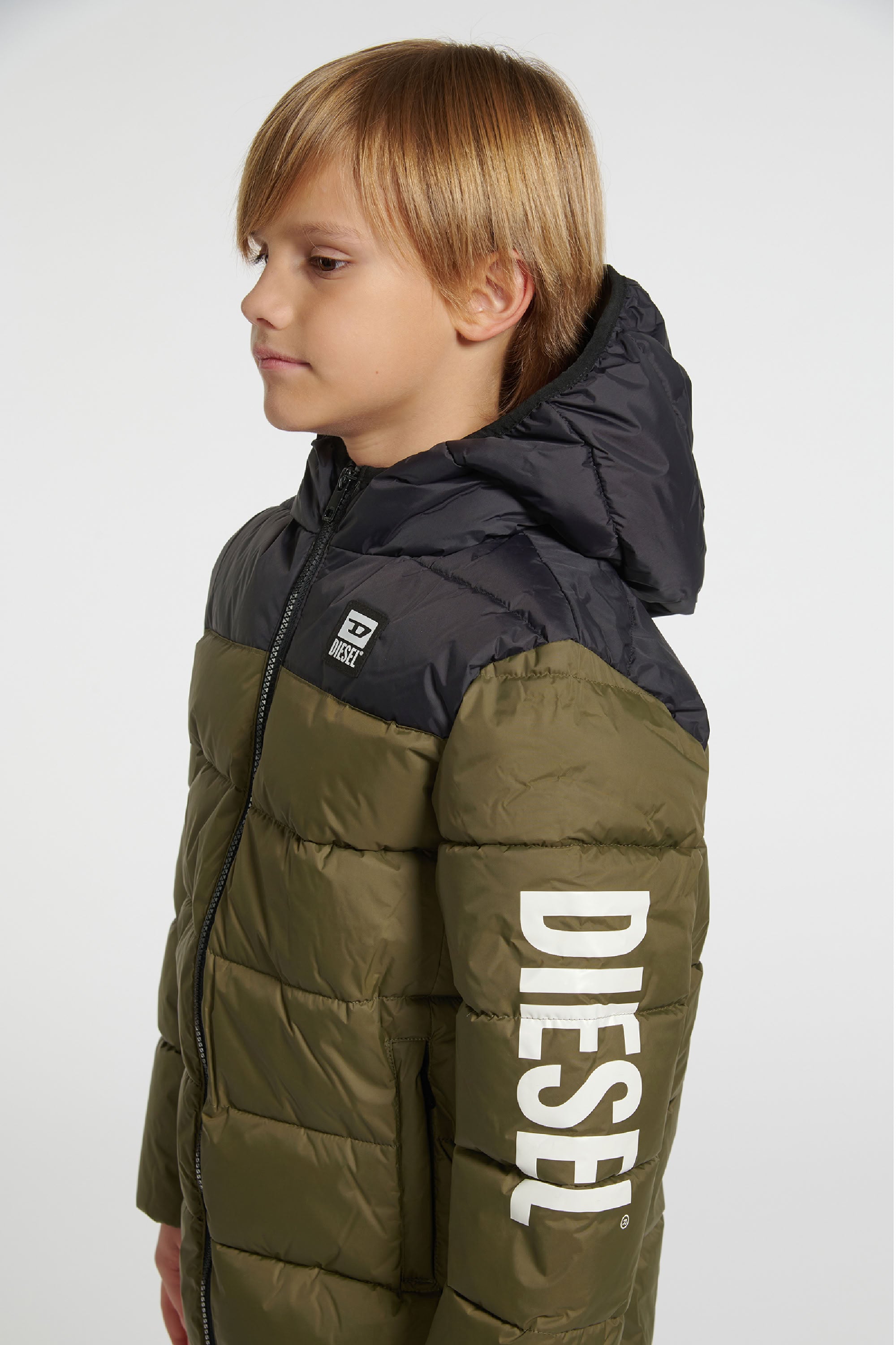 Quilted hooded jacket - Olive Night