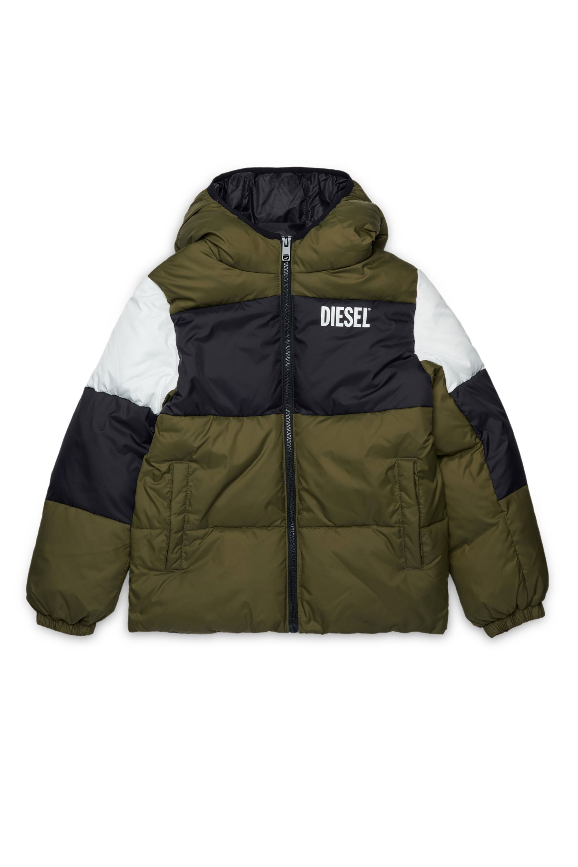 Quilted hooded jacket - Olive Night