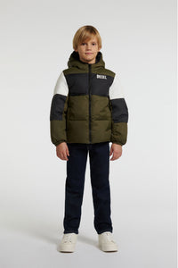 Quilted hooded jacket - Olive Night