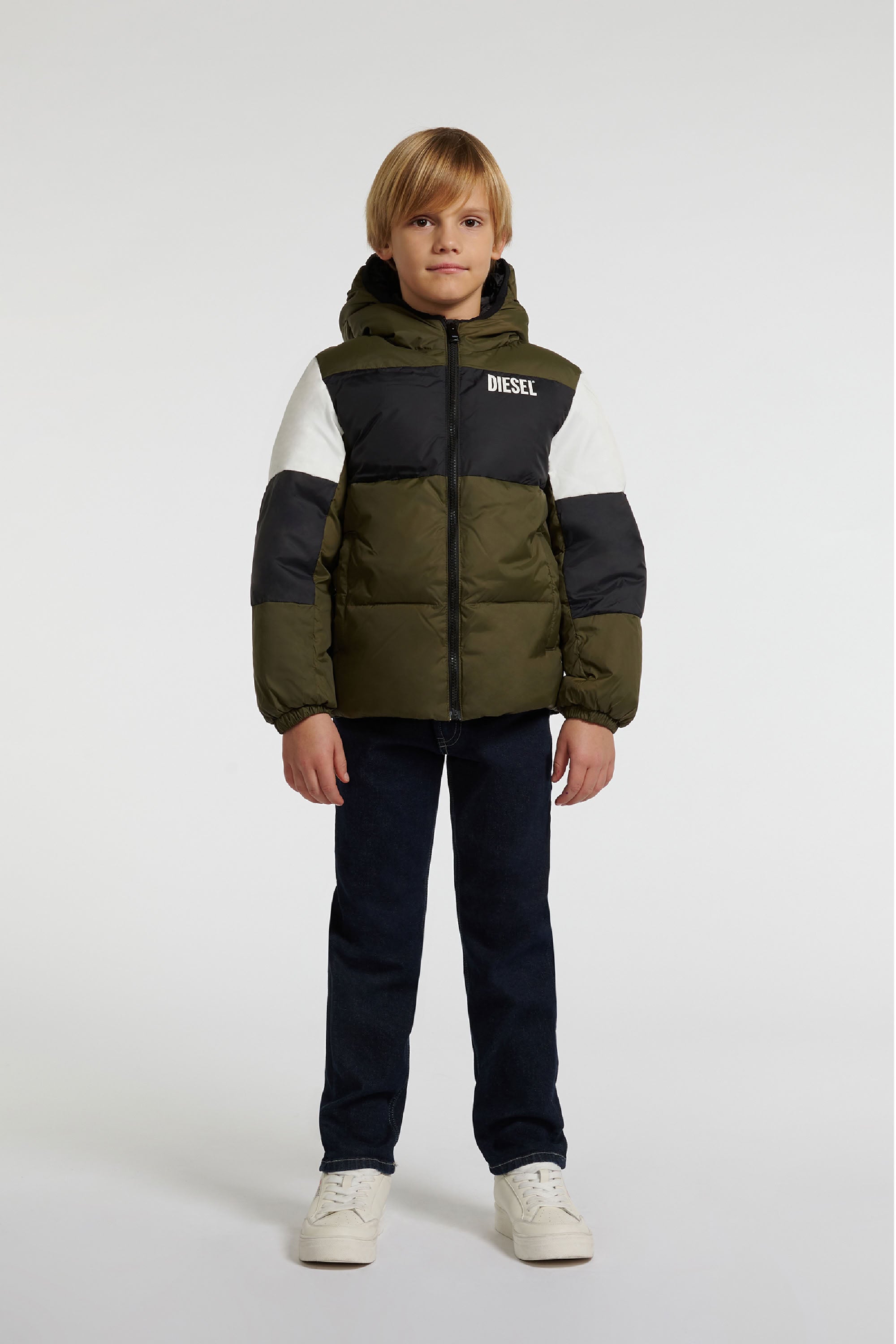 Quilted hooded jacket - Olive Night