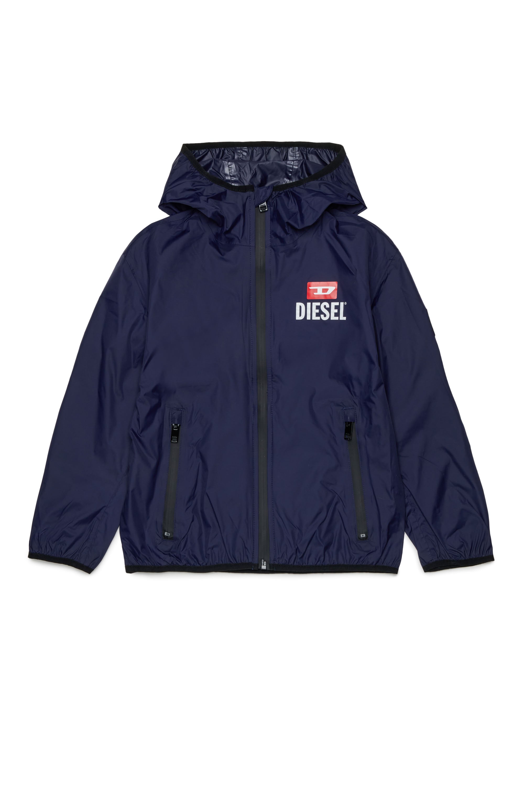 Hooded windbreaker jacket - Peacoat