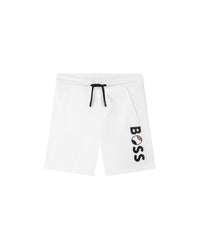 Short piqué à taille élastiquée - Blanc
