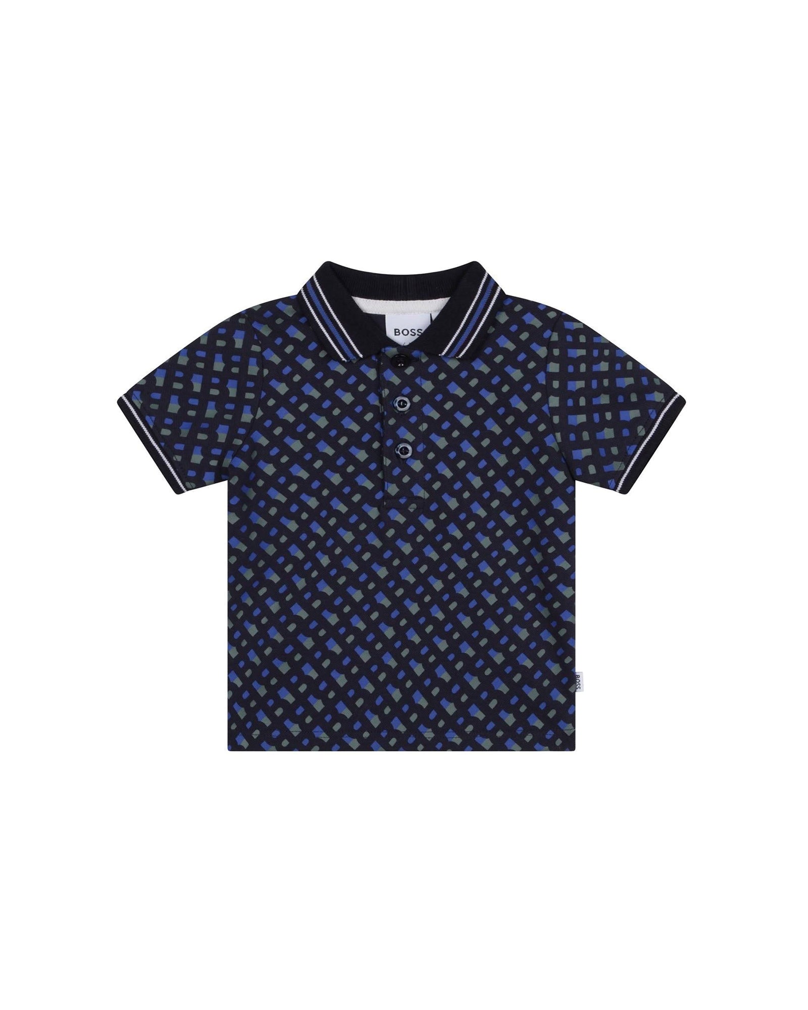 Polo à manches courtes surpiqué en coton - Bleu Cargo