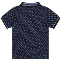 Polo à manches courtes surpiqué en coton - Bleu Cargo