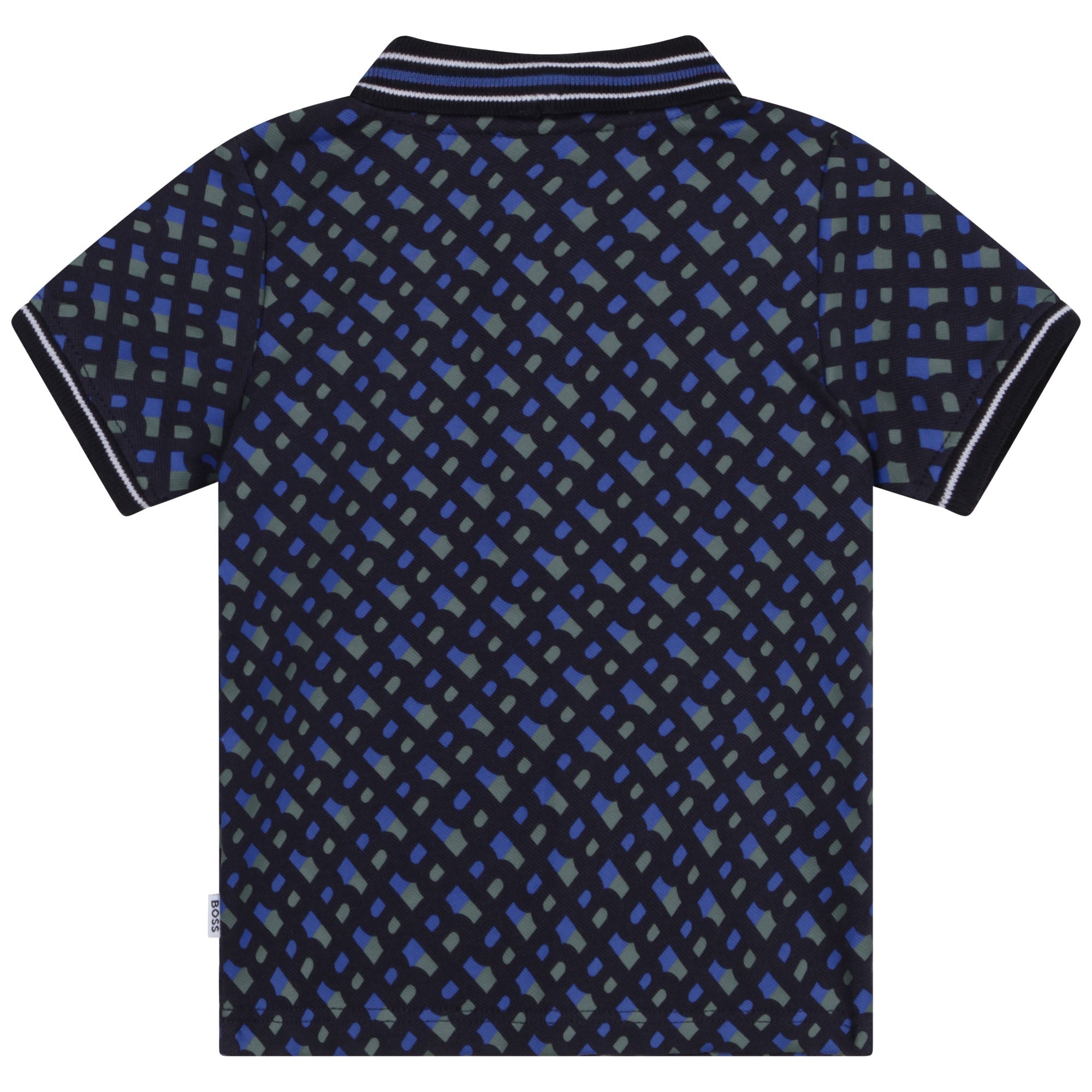 Polo à manches courtes surpiqué en coton - Bleu Cargo