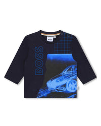 T-shirt à manches longues en coton - Bleu cargo