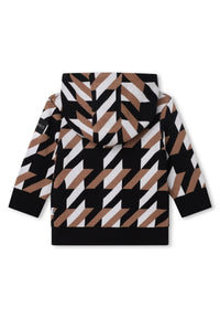 Cardigan à capuche en coton - Noir Marron