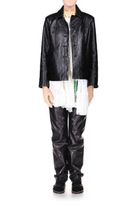 Blouson à coupe boxy en cuir Moon - All Over Moon Black