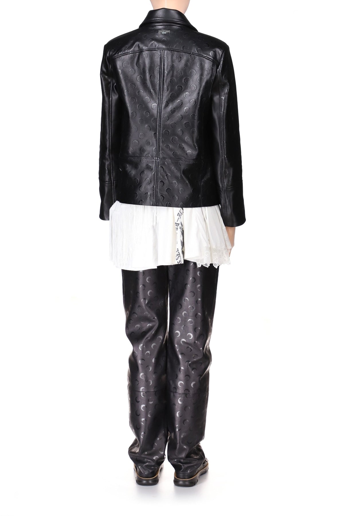 Blouson à coupe boxy en cuir Moon - All Over Moon Black