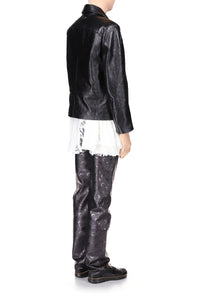 Blouson à coupe boxy en cuir Moon - All Over Moon Black