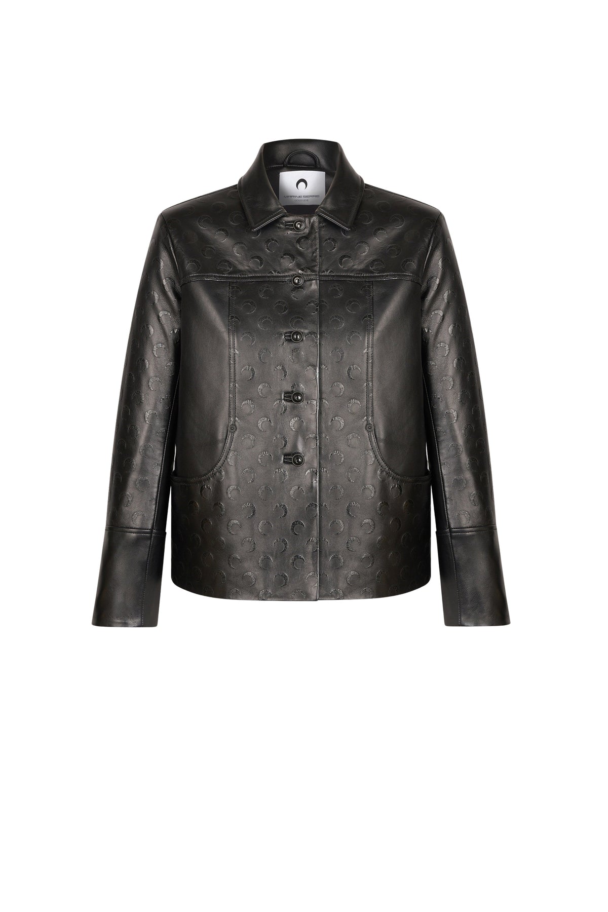 Blouson à coupe boxy en cuir Moon - All Over Moon Black