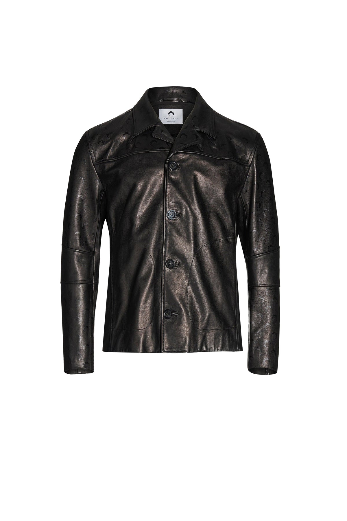 Blouson boutonné en cuir Moon - Black