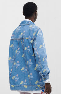 Veste à imprimé oversize en denim - Bleach Blue