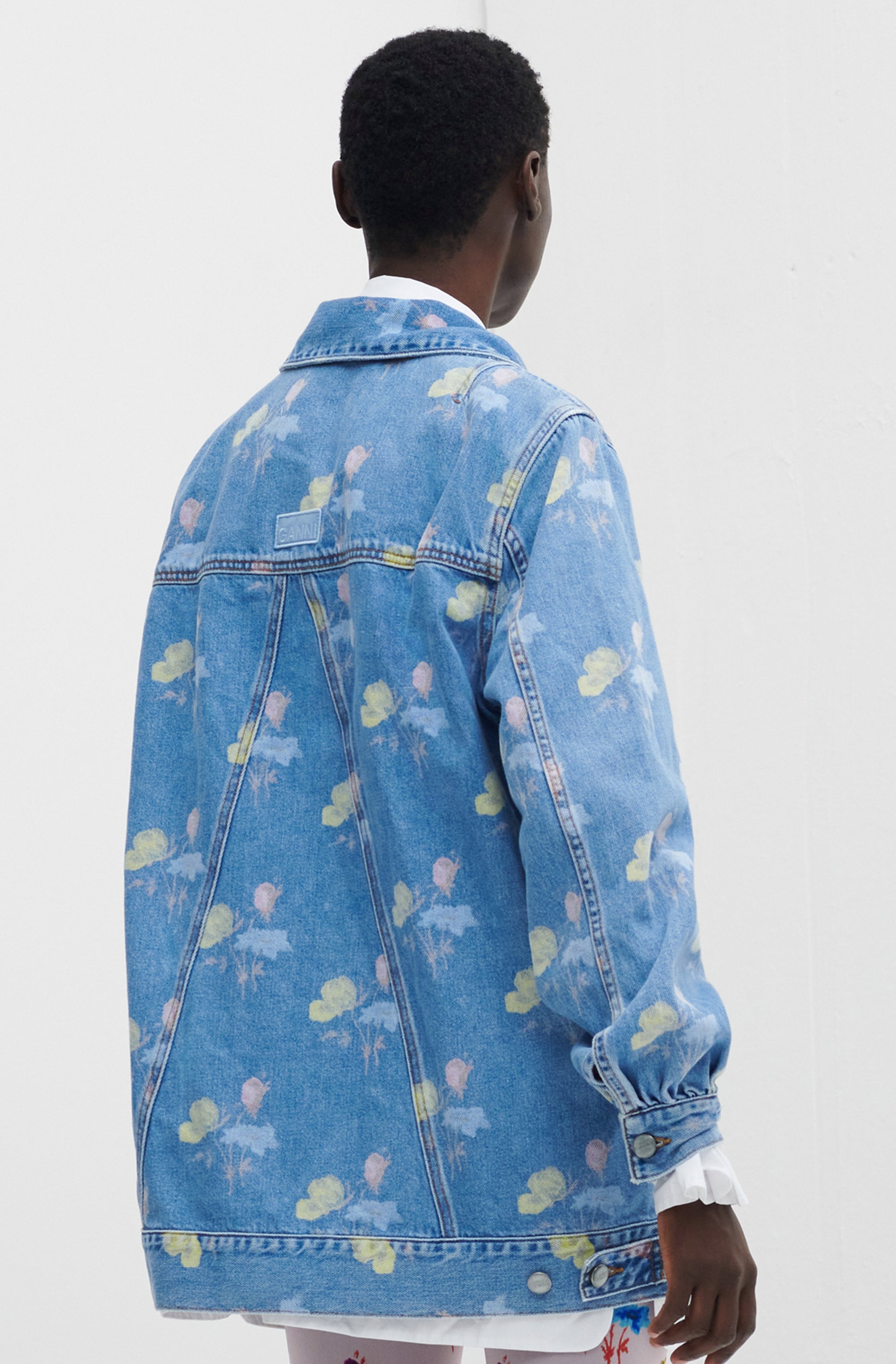 Veste à imprimé oversize en denim - Bleach Blue