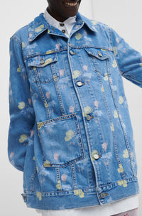 Veste à imprimé oversize en denim - Bleach Blue