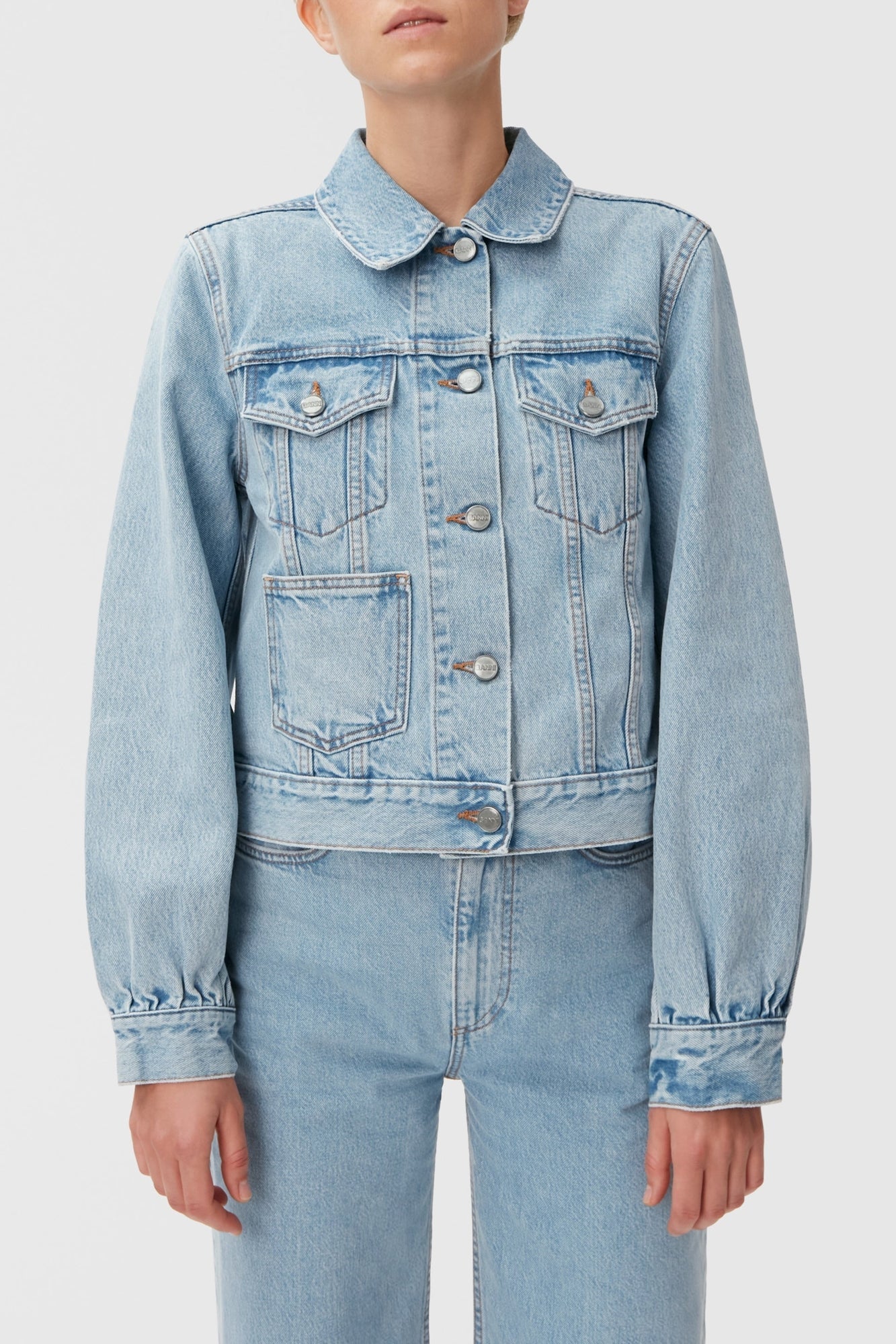 Veste zippée en denim - Light Blue Stone