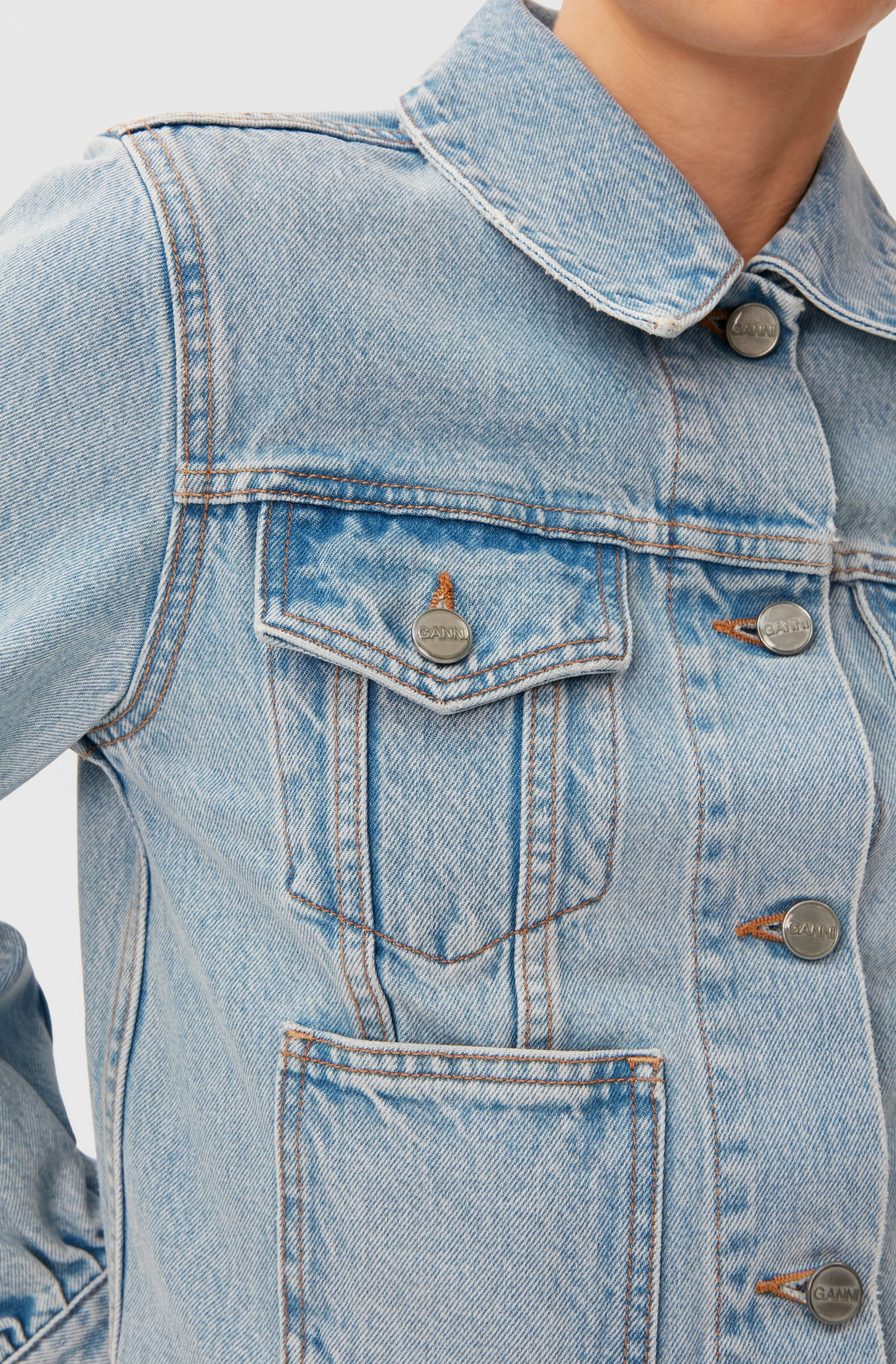Veste zippée en denim - Light Blue Stone
