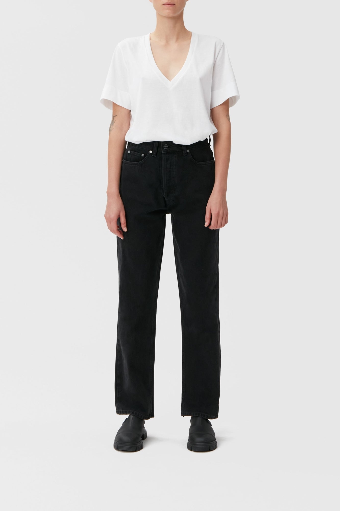 Pantalon rigide Figni en denim - Washed Black