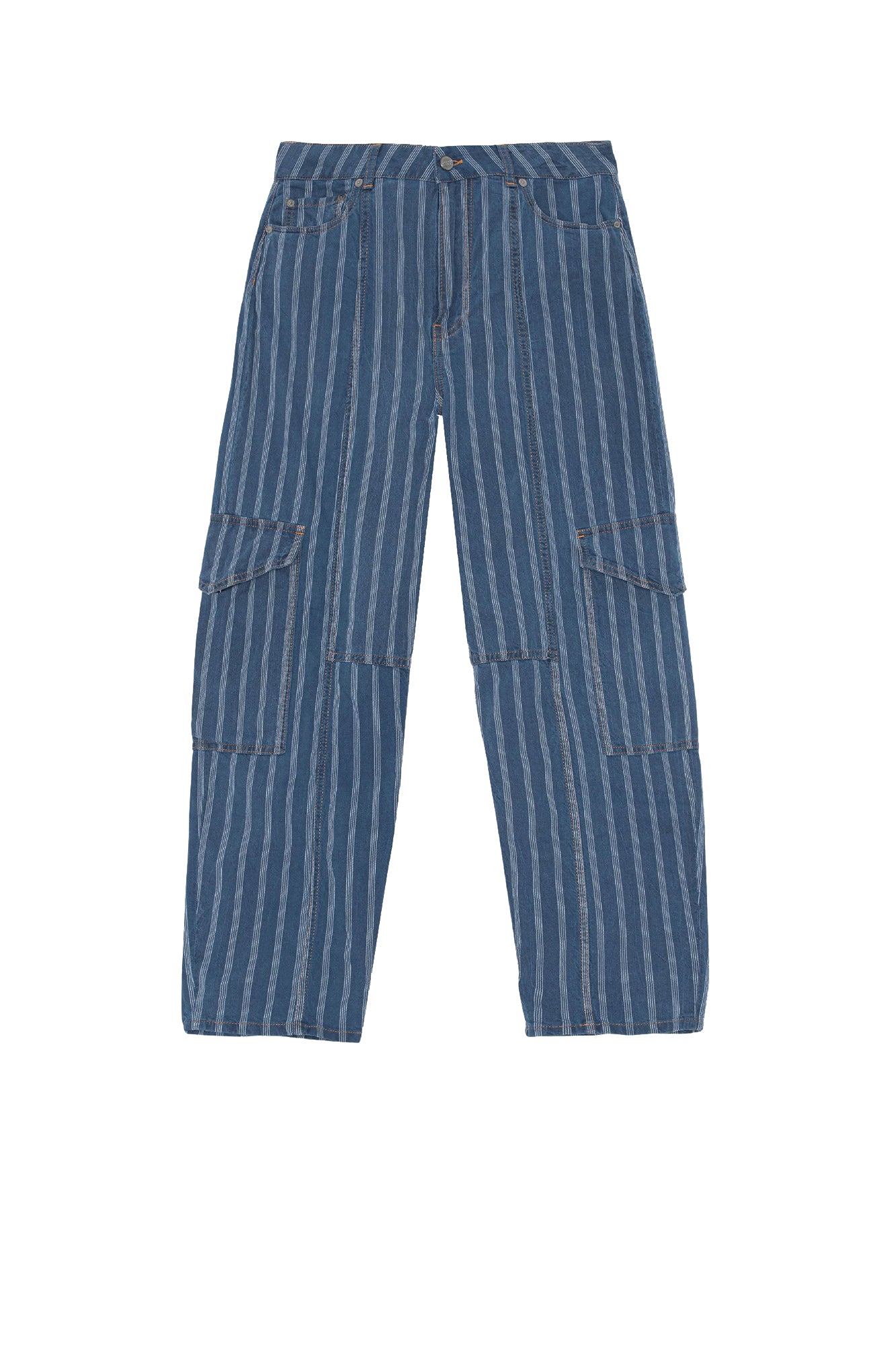 Pantalon cargo à rayures en denim - Tint Wash