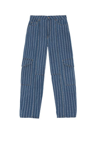 Denim striped cargo trousers - Tint Wash