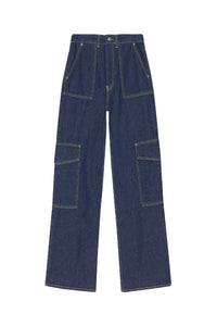 Pantalon Angi à surpiqûres en denim - Rinse