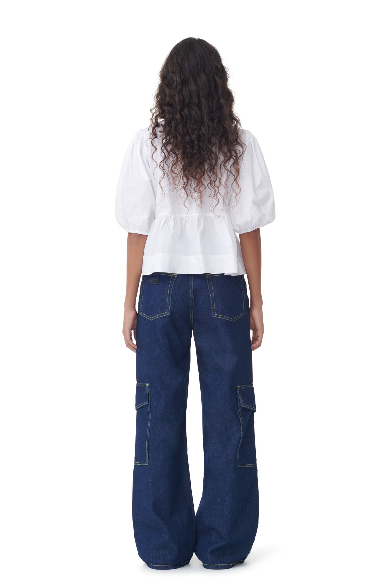 Pantalon Angi à surpiqûres en denim - Rinse